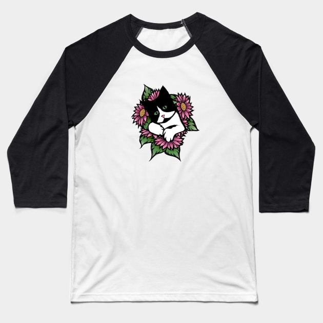 Tuxedo Cat Baseball T-Shirt by bubbsnugg